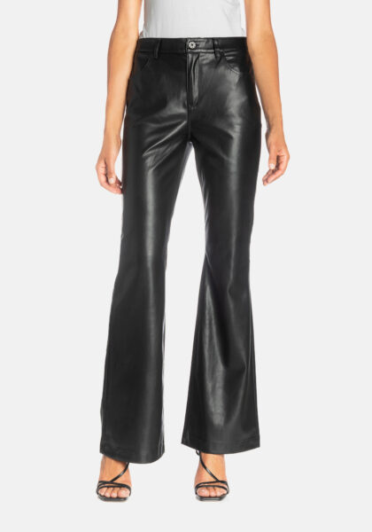 Pants Bootcut Effetto Pelle Nero - vista frontale | Nicla