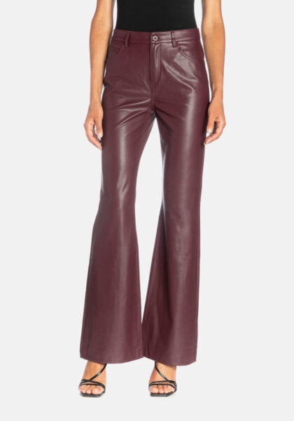 Pants Bootcut Effetto Pelle Rosso - vista frontale | Nicla