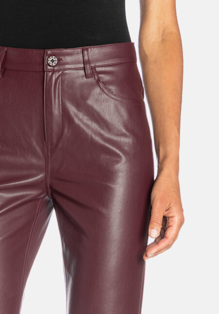 Pants Bootcut Effetto Pelle Rosso - Nicla