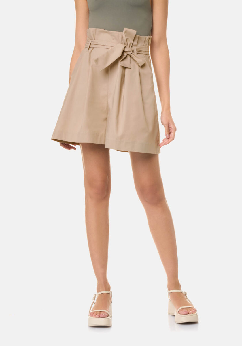 Shorts Fusciacca in cotone Beige - vista frontale | Nicla