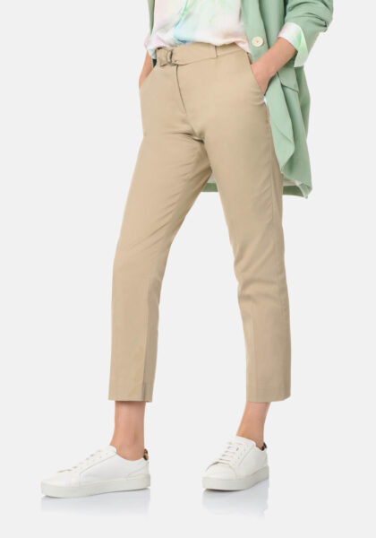 Pants Regular Fit Cotone Satin Beige - vista frontale | Nicla