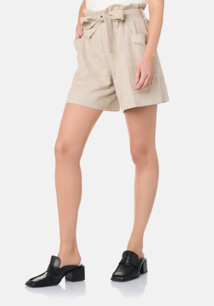 Shorts in lino-viscosa Beige - vista frontale | Nicla