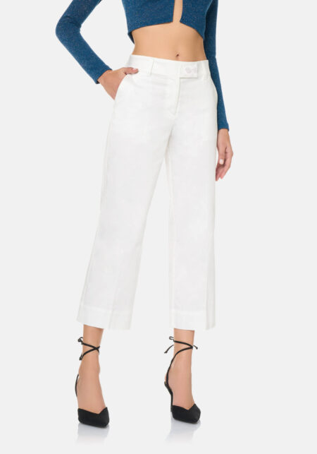 Pants Classic Cotone Satin Bianco - vista frontale | Nicla