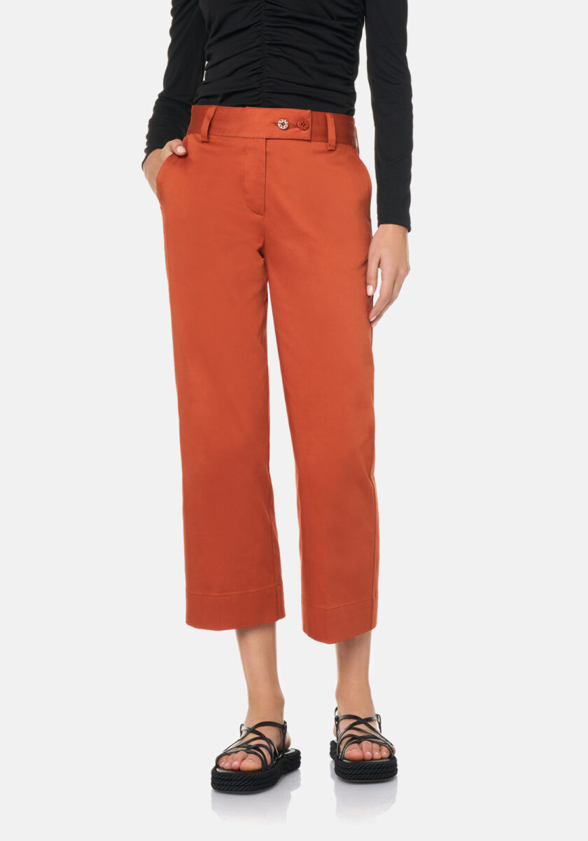 Pants Classic Cotone Satin Arancione - vista frontale | Nicla