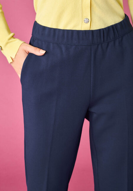Pants Flare in Jersey Compatto Blu - Nicla