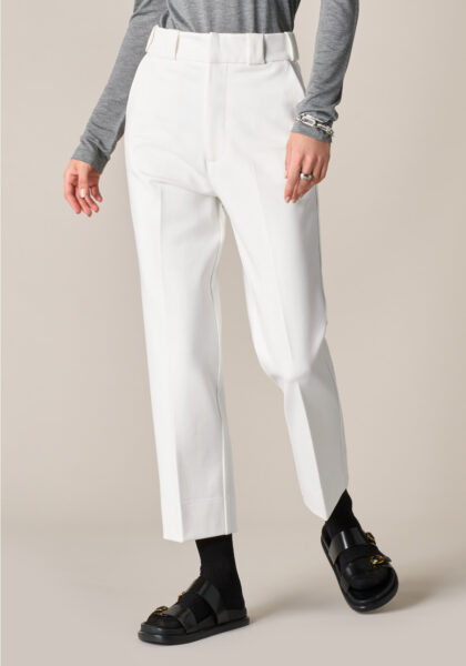 Pants New Straight in Jersey Compatto Bianco - vista frontale | Nicla