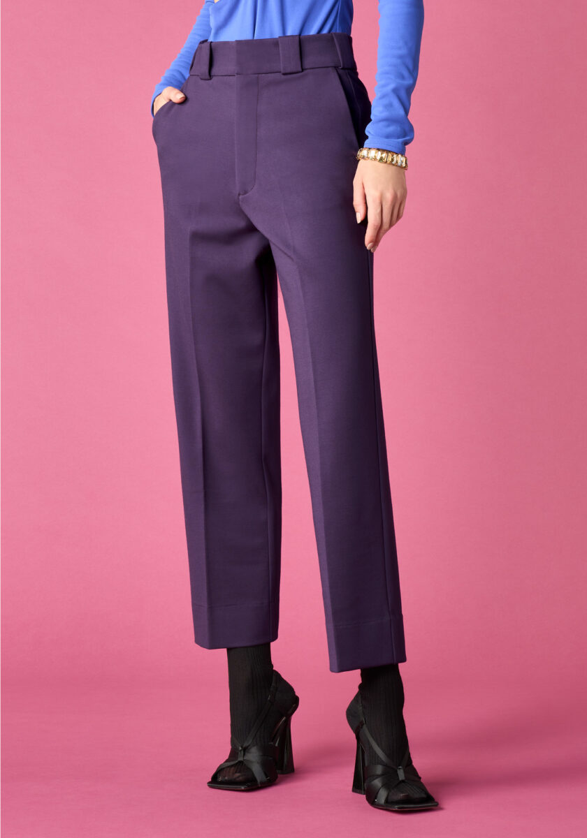 Pants New Straight in Jersey Compatto Viola - vista frontale | Nicla