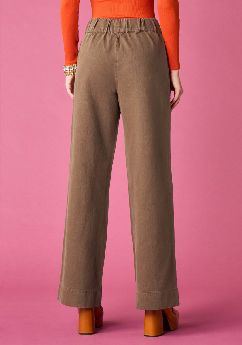 Pants Wide Leg in denim Marrone - Nicla