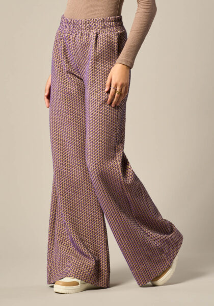 Pants Palazzo in Maglia Jaquard Viola - vista frontale | Nicla