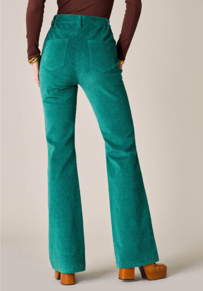 Bootcut in velluto a coste elasticizzato Verde - Nicla