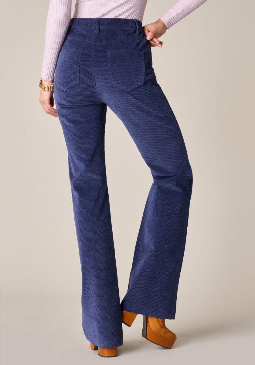Bootcut in velluto a coste elasticizzato Blu - Nicla