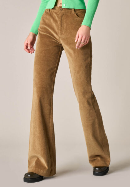Bootcut in velluto a coste elasticizzato Marrone - vista frontale | Nicla