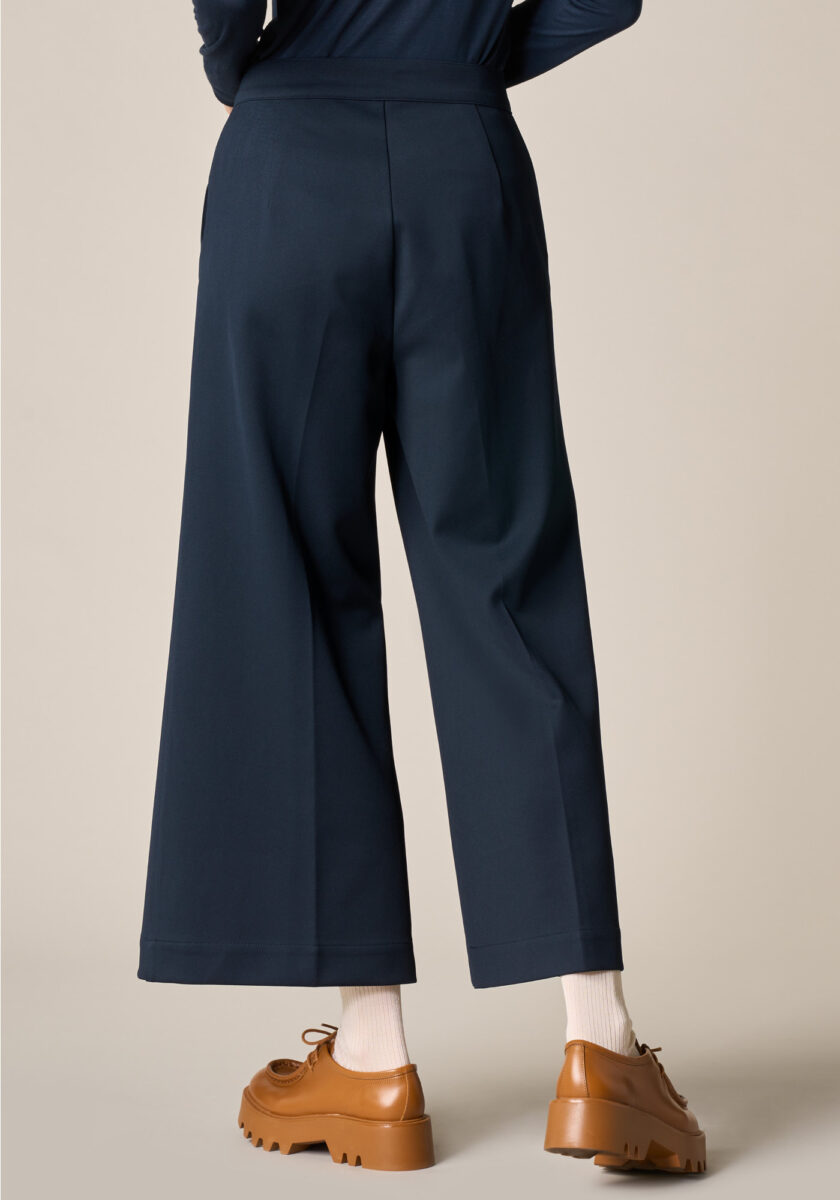 Pants Cropped in Jersey Compatto Blu - Nicla
