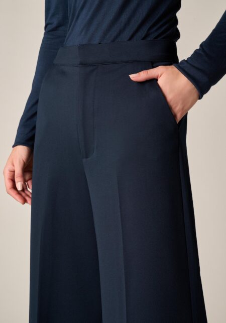 Pants Cropped in Jersey Compatto Blu - Nicla