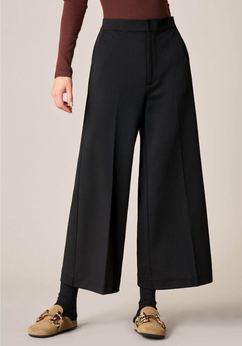 Pants Cropped in Jersey Compatto Nero - vista frontale | Nicla