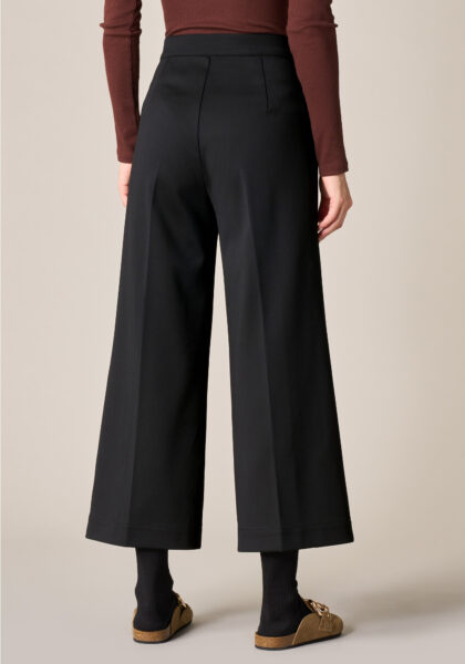 Pants Cropped in Jersey Compatto Nero - Nicla
