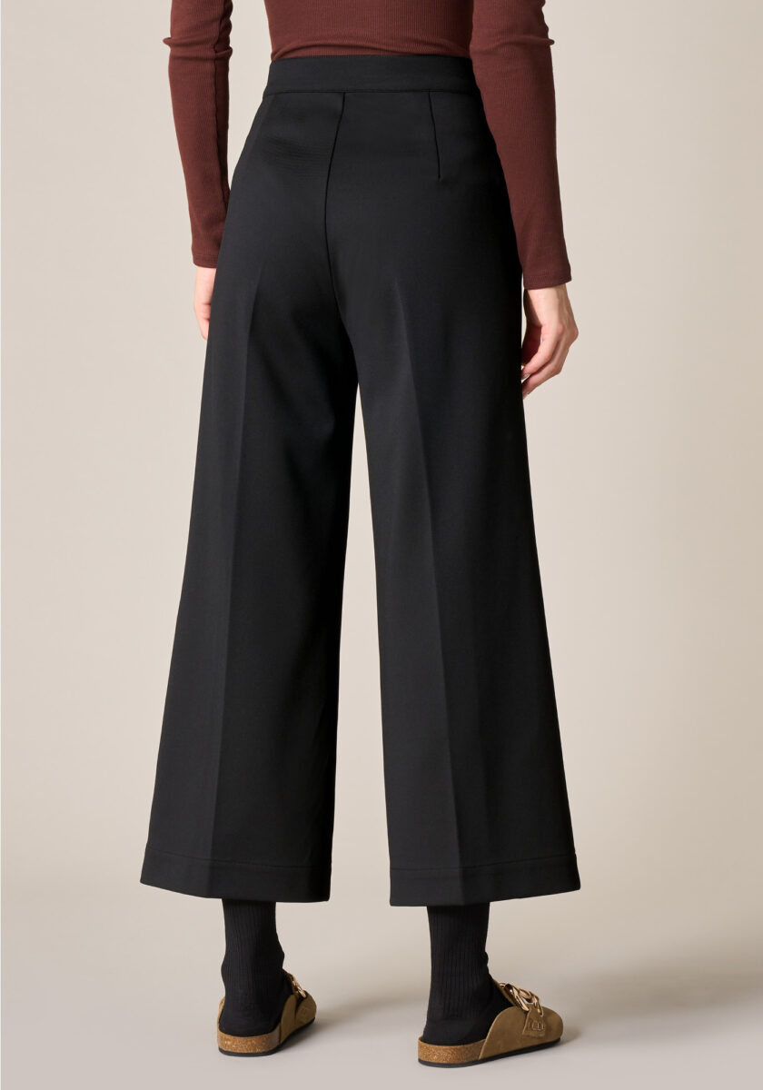 Pants Cropped in Jersey Compatto Nero - Nicla