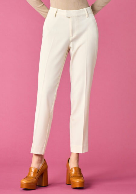 Pants Straight in Tela Misto Viscosa Bianco - vista frontale | Nicla