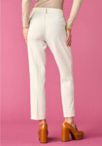 Pants Straight in Tela Misto Viscosa Bianco - Nicla