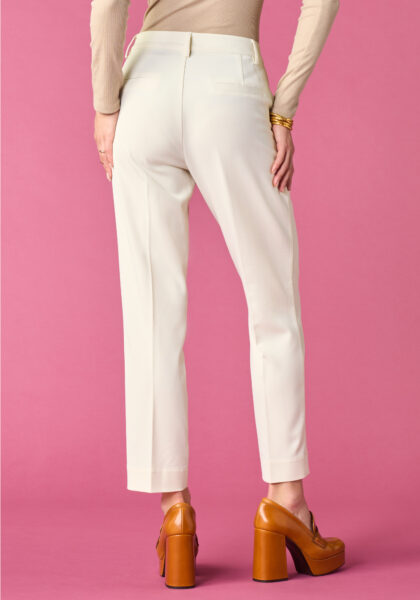 Pants Straight in Tela Misto Viscosa Bianco - Nicla