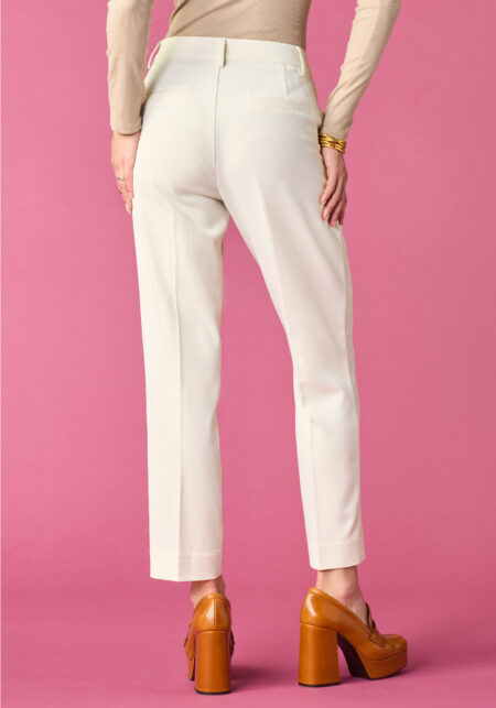 Pants Straight in Tela Misto Viscosa Bianco - Nicla