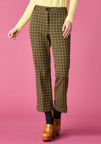 Pants Flare in Jersey Check Verde - vista frontale | Nicla