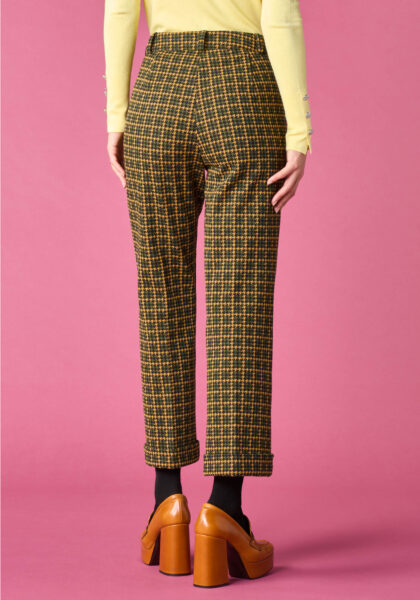 Pants Flare in Jersey Check Verde - Nicla