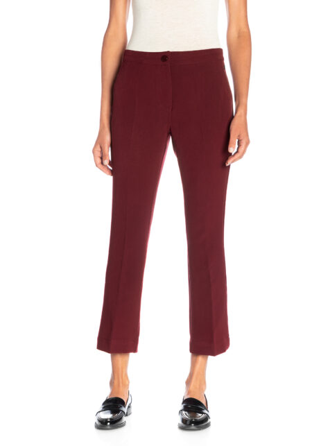 Pants Flare Tinta Unita Bordeaux - vista frontale | Nicla