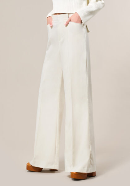 Pants Tailoring Wide Leg in Lana e Cashmere Bianco - vista frontale | Nicla