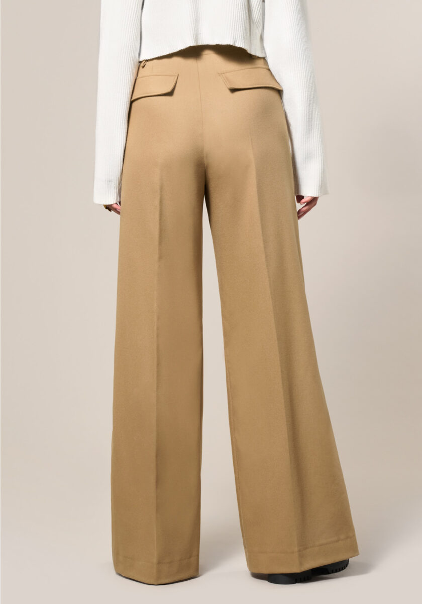 Pants Tailoring Wide Leg in Lana e Cashmere Marrone - Nicla