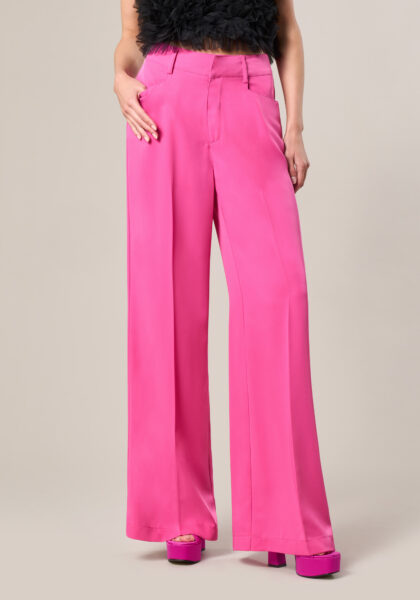 Pantaloni Wide Leg in Cadi Rosa - vista frontale | Nicla