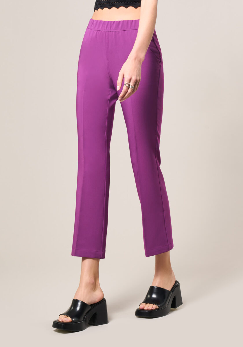 Pantaloni Flare in Tessuto Tecnico Viola - vista frontale | Nicla