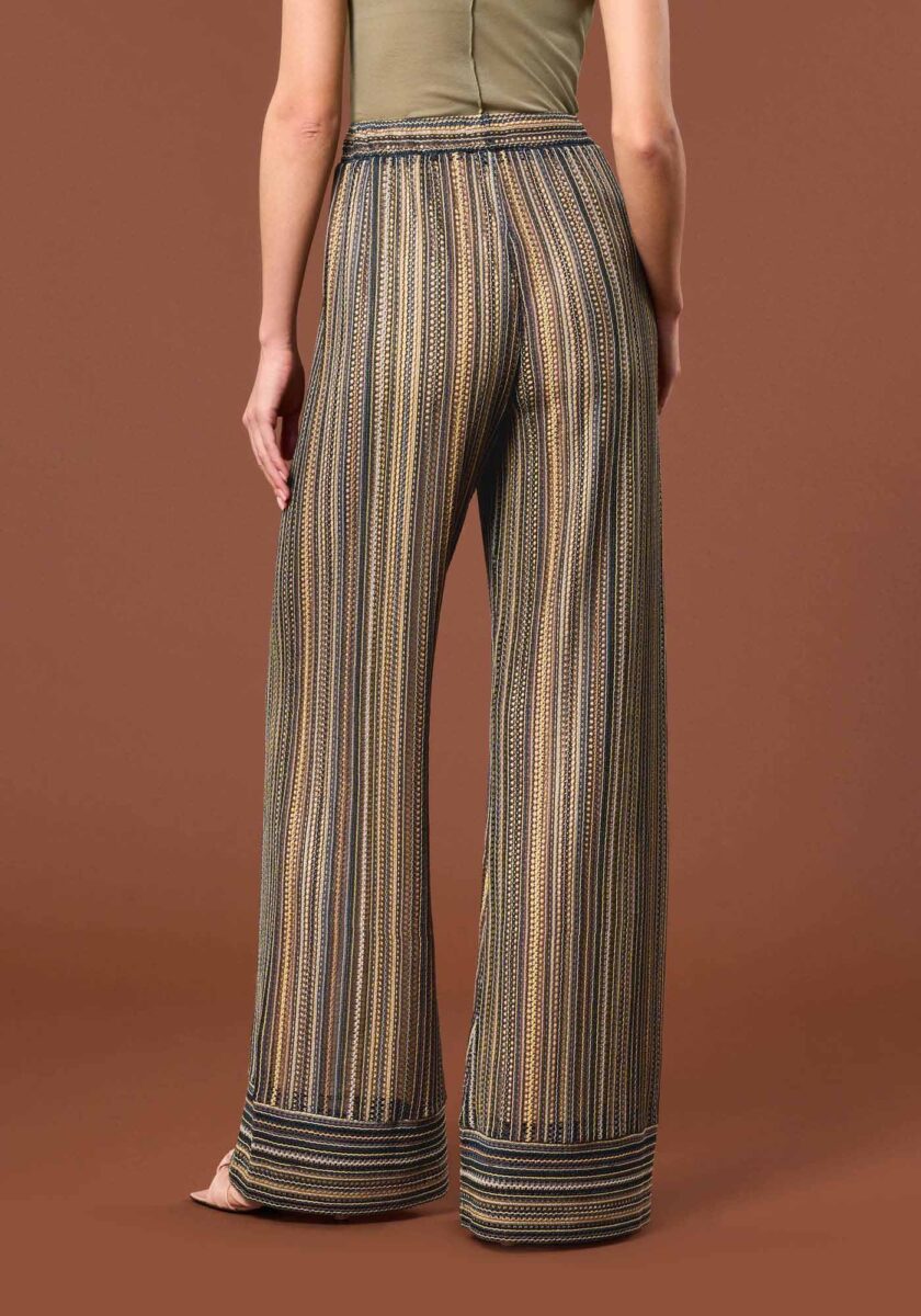 Pantaloni Wide Leg in Tessuto Raschel Marrone - Nicla