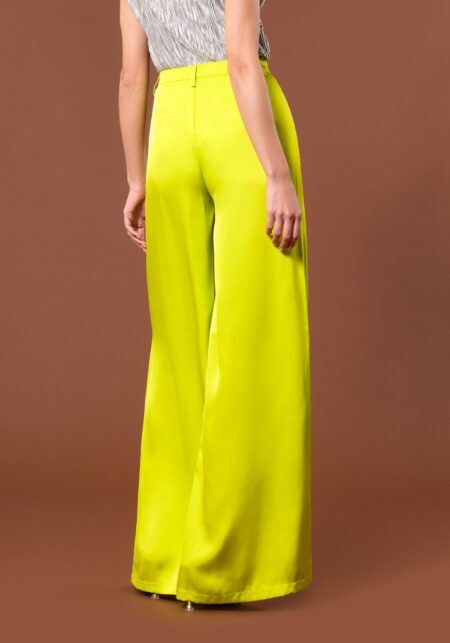 Pantaloni  Wide Leg con una Pince in Satin Giallo - Nicla