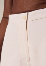 Pantaloni Cropped in Misto Viscosa Lino Bianco - Nicla