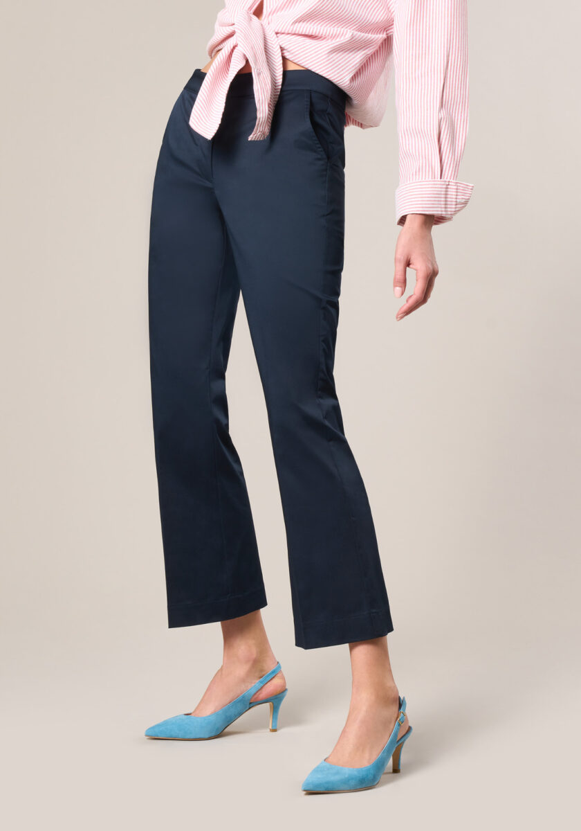 Pantaloni Flare in Raso di Cotone Stretch  - vista frontale | Nicla