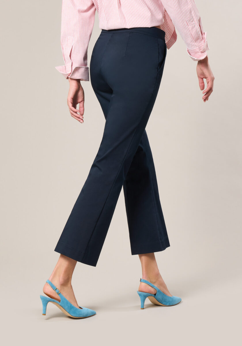 Pantaloni Flare in Raso di Cotone Stretch  - Nicla