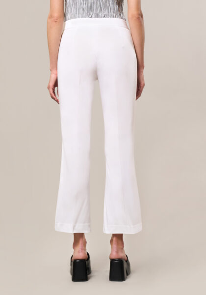 Pantaloni Flare in Raso di Cotone Stretch Bianco - Nicla