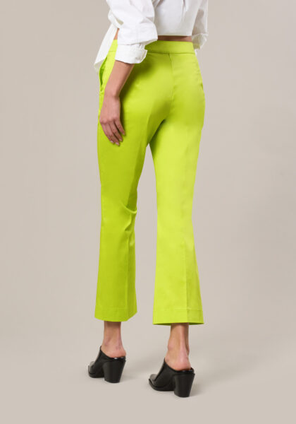 Pantaloni Flare in Raso di Cotone Stretch Blu - Nicla