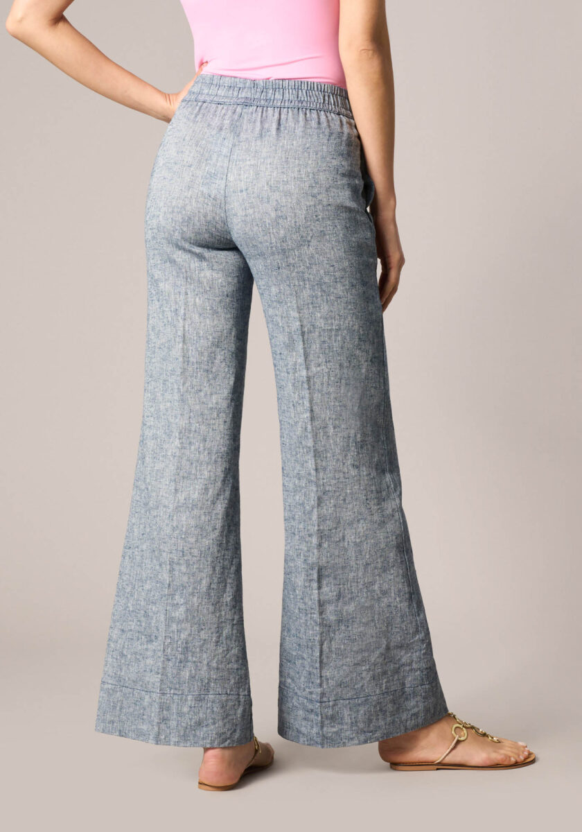 Pantaloni Palazzo in Misto Lino-Viscosa Blu - Nicla