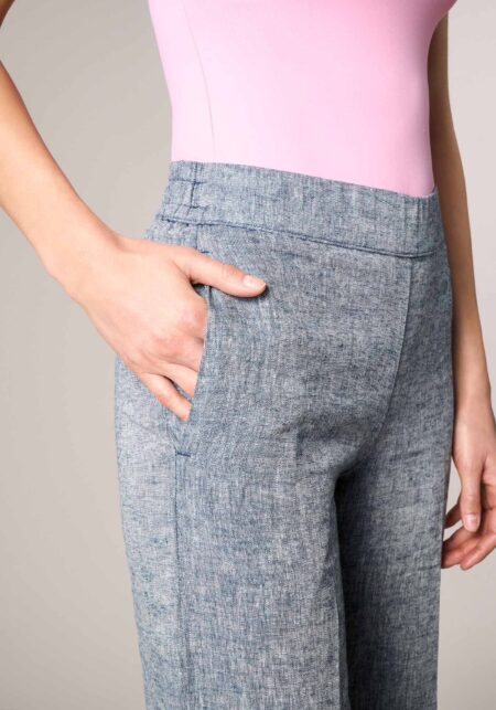 Pantaloni Palazzo in Misto Lino-Viscosa Blu - Nicla