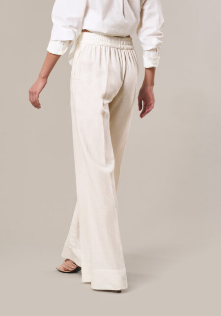 Pantaloni Palazzo in Misto Lino-Viscosa Bianco - Nicla