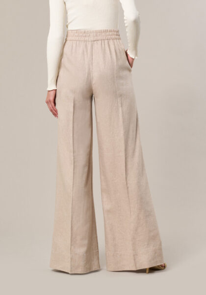 Pantaloni Palazzo in Misto Lino-Viscosa Beige - Nicla
