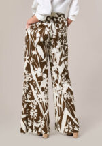 Pantaloni Palazzo in Lino Viscosa Stampa Floral Bianco - Nicla