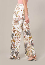 Pantaloni Palazzo in Lino Viscosa Stampa Garden Multicolor - Nicla