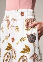 Pantaloni Palazzo in Lino Viscosa Stampa Garden Multicolor - Nicla