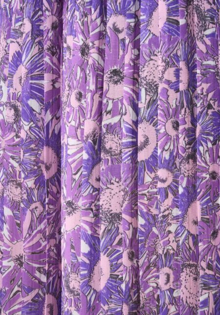 Pantaloni Palazzo Plissè in Chiffon Stampa Lilies Viola - Nicla
