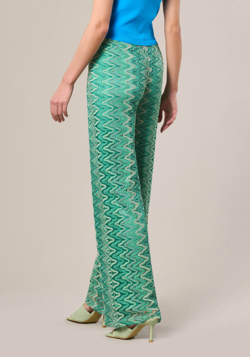 Pantaloni Wide Leg in Tessuto Raschel Verde - Nicla