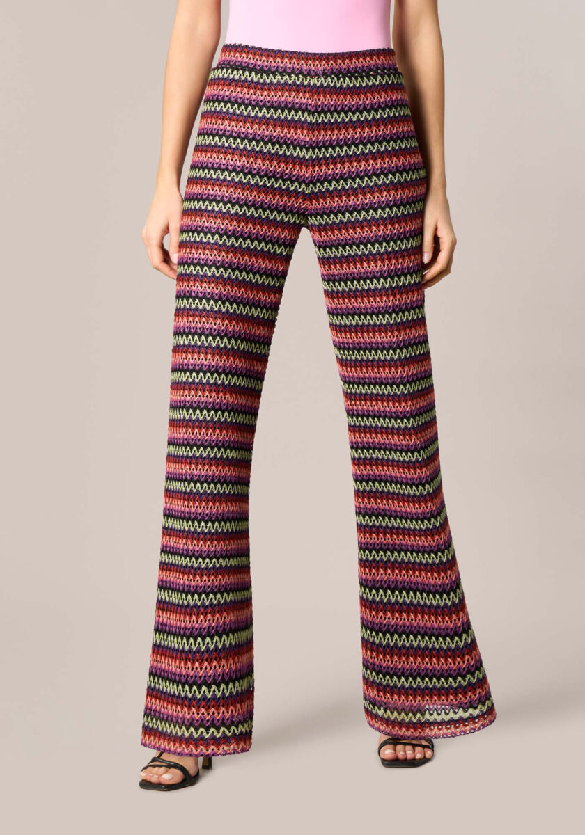 Pantaloni Wide Leg in Tessuto Raschel Multicolor - vista frontale | Nicla