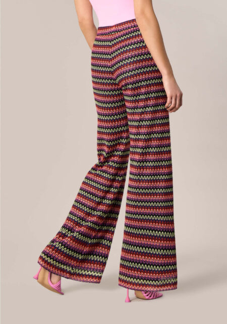 Pantaloni Wide Leg in Tessuto Raschel Multicolor - Nicla